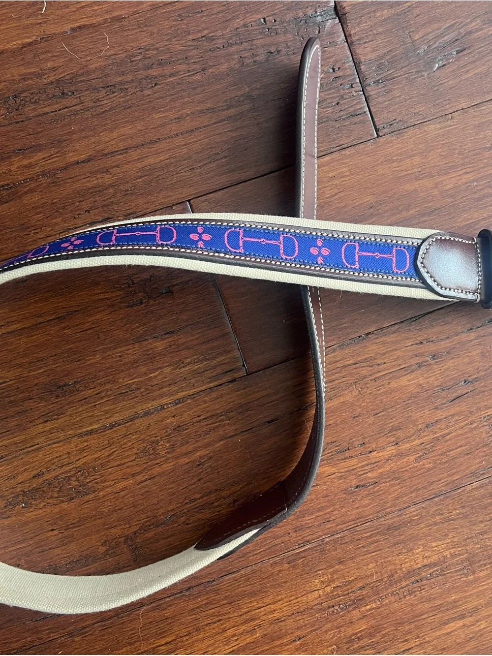 Romfh Equestrian Belt - Brown Leather with Navy and Pink Trim